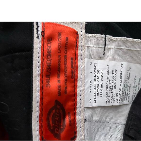 Dickies FLEX Men's Slacks Black Stretch Size 34UL/34D/34SO/L - Picture 5 of 6